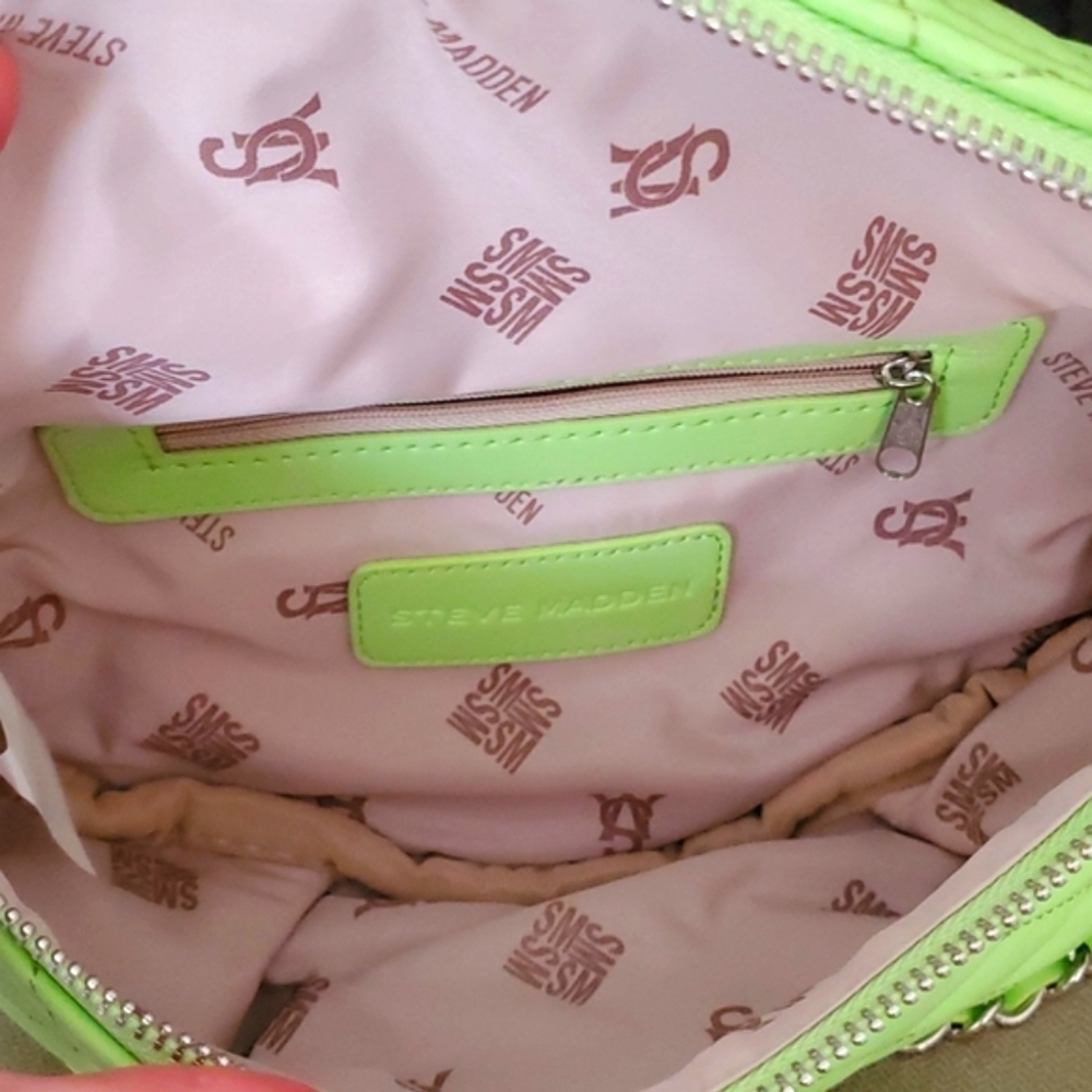 Steve Madden Neon Green Quilted Crossbody Belt Bag with Coin Pouch - Picture 4 of 10